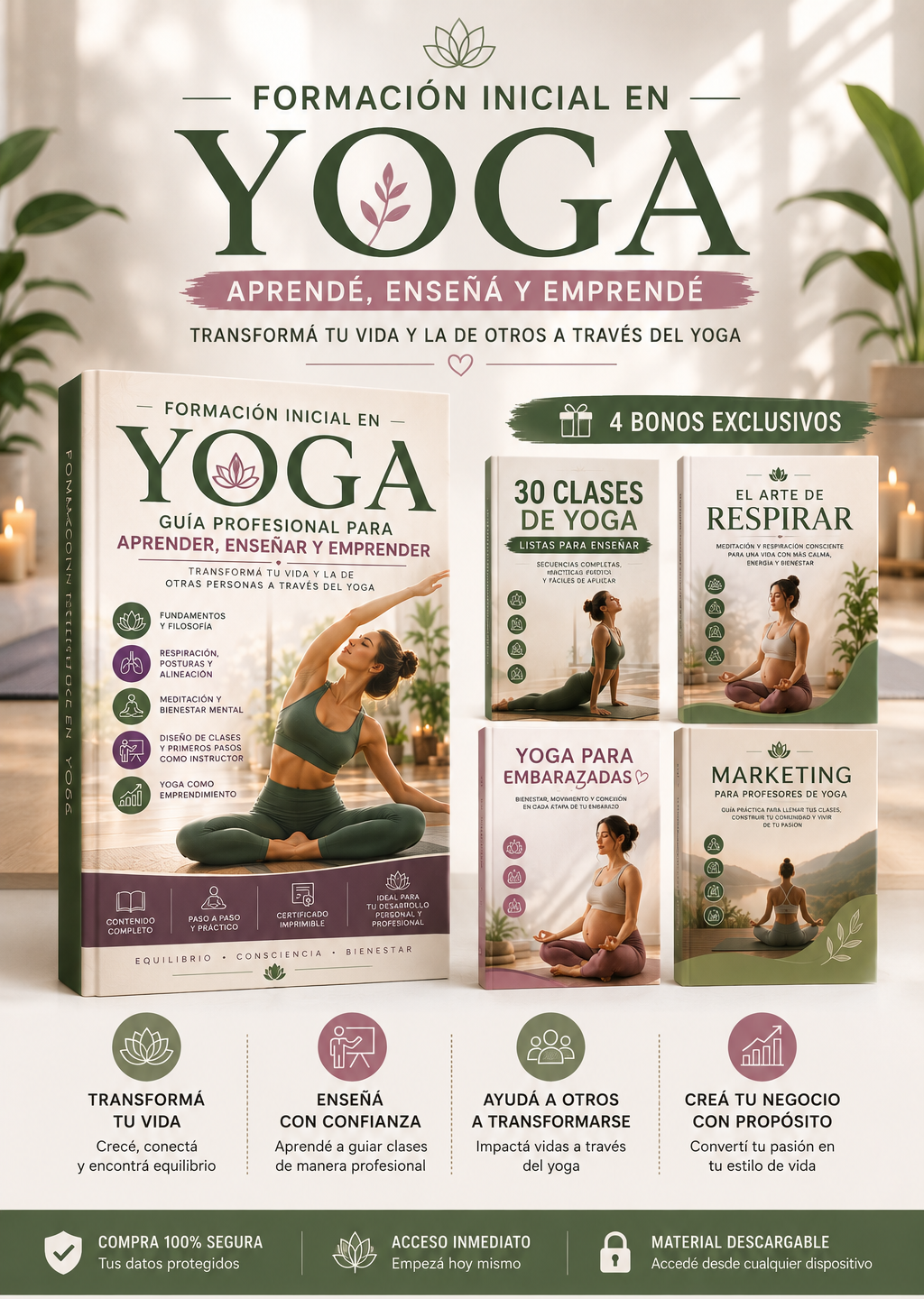 FORMACION INICIAL AL YOGA + 4 BONOS